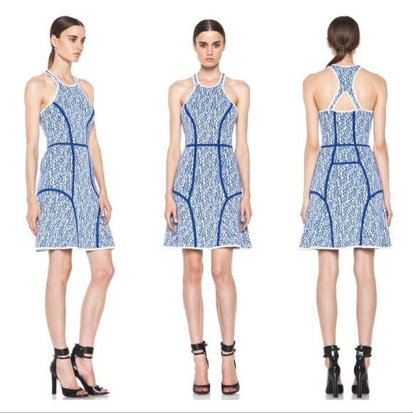 Yigal Azrouel Blue Intarsia Paisley Knit Dress NEW - Picture 1 of 7